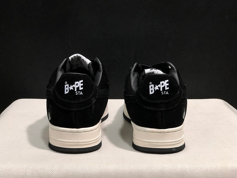 BAPE STA Suede-Look Low-Top Sneakers - Black & Cream