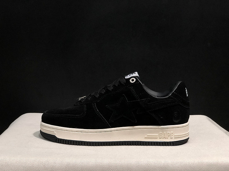 BAPE STA Suede-Look Low-Top Sneakers - Black & Cream