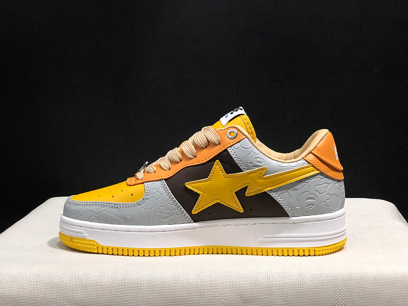 BAPE STA Embossed Low-Top Sneakers - Yellow, Grey, Orange & Black
