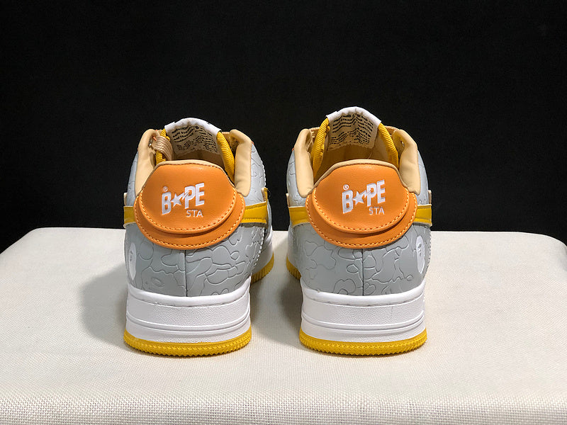 BAPE STA Embossed Low-Top Sneakers - Yellow, Grey, Orange & Black
