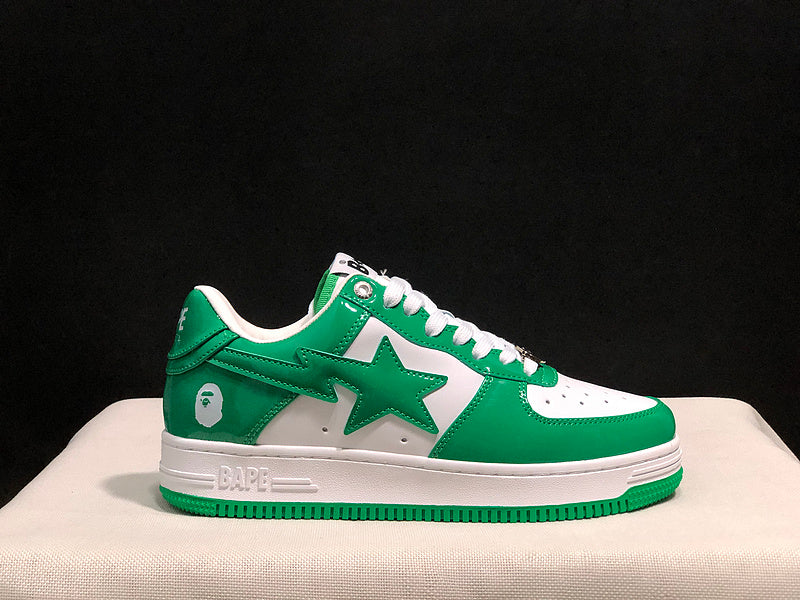 BAPE STA Low-Top Sneakers - Green & White