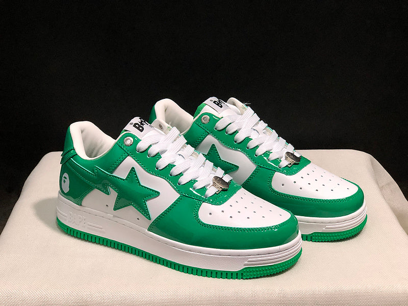 BAPE STA Low-Top Sneakers - Green & White