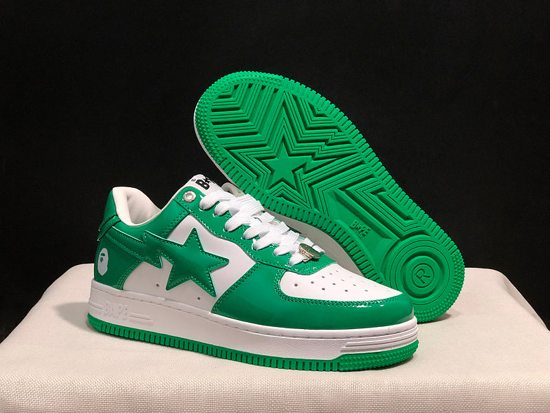 BAPE STA Low-Top Sneakers - Green & White