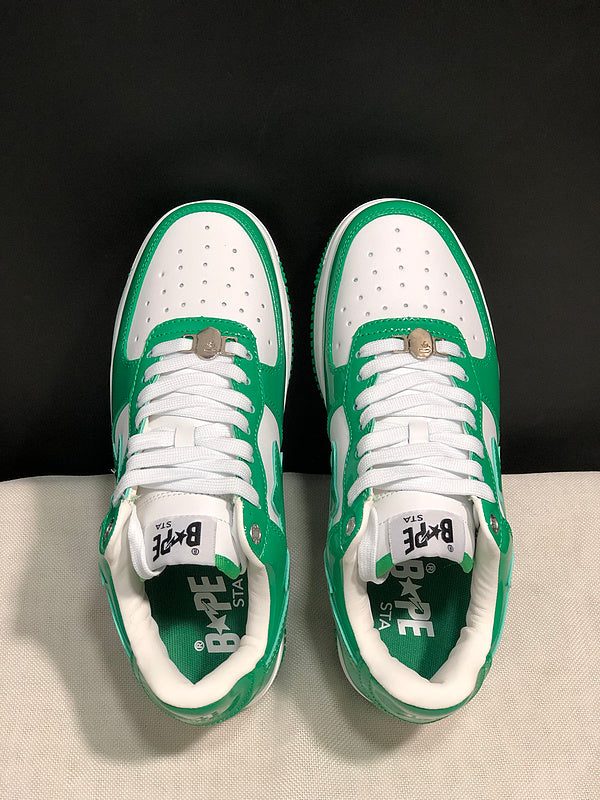 BAPE STA Low-Top Sneakers - Green & White
