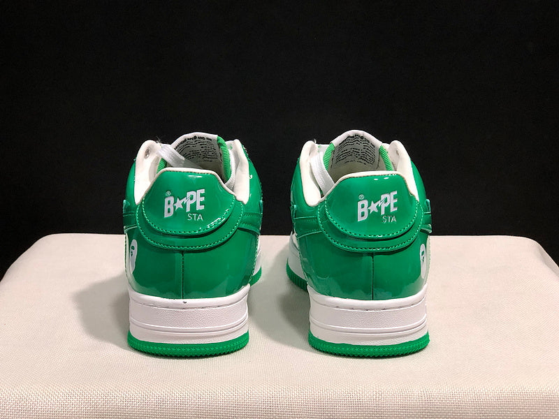 BAPE STA Low-Top Sneakers - Green & White
