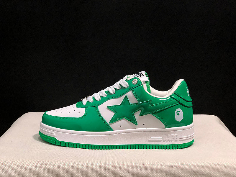 BAPE STA Low-Top Sneakers - Green & White