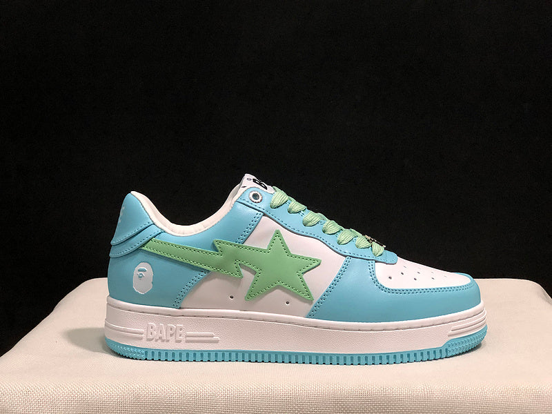 BAPE STA Low-Top Sneakers - Pastel Blue, Mint Green & White