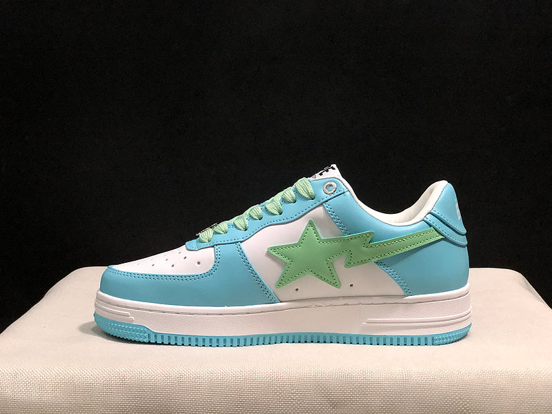 BAPE STA Low-Top Sneakers - Pastel Blue, Mint Green & White