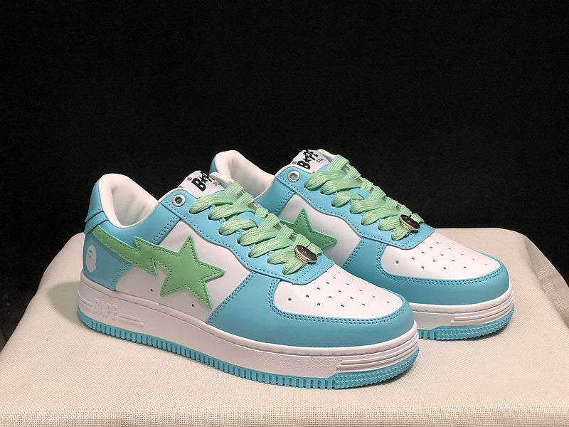 BAPE STA Low-Top Sneakers - Pastel Blue, Mint Green & White