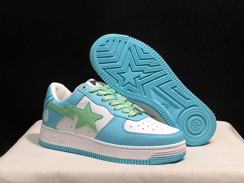 BAPE STA Low-Top Sneakers - Pastel Blue, Mint Green & White