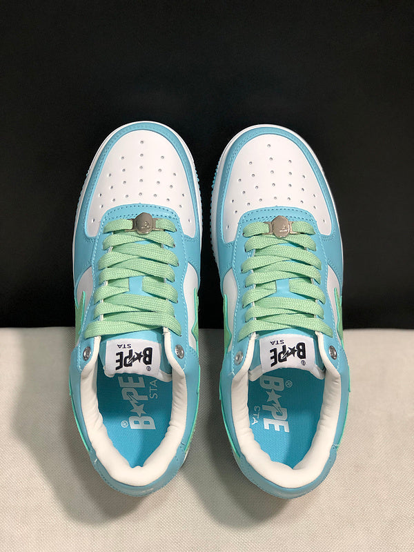 BAPE STA Low-Top Sneakers - Pastel Blue, Mint Green & White