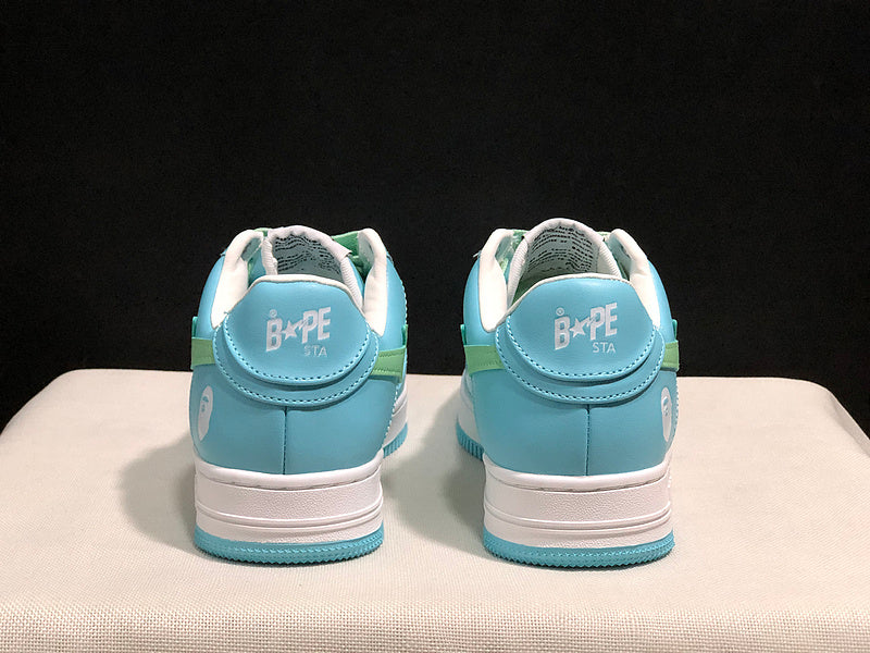 BAPE STA Low-Top Sneakers - Pastel Blue, Mint Green & White