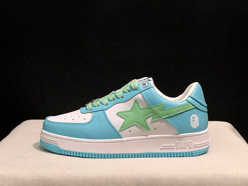 BAPE STA Low-Top Sneakers - Pastel Blue, Mint Green & White