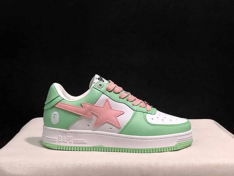 BAPE STA Low-Top Sneakers - Mint Green, Pink & White