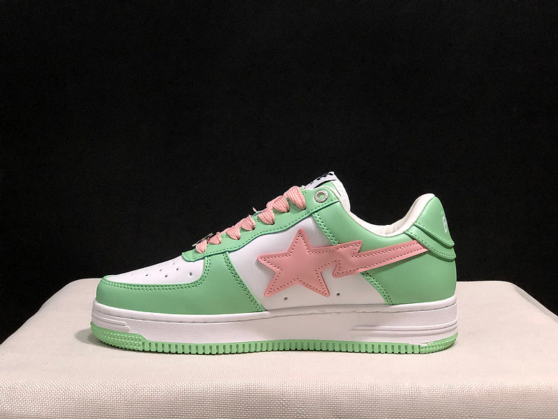 BAPE STA Low-Top Sneakers - Mint Green, Pink & White
