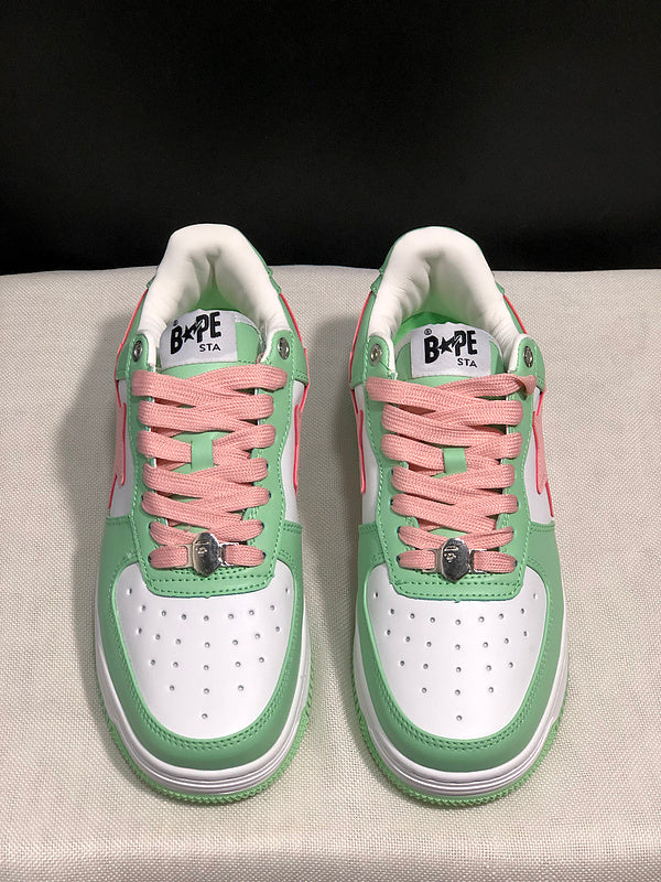 BAPE STA Low-Top Sneakers - Mint Green, Pink & White