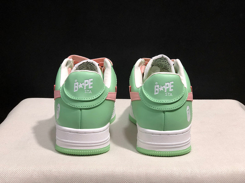 BAPE STA Low-Top Sneakers - Mint Green, Pink & White