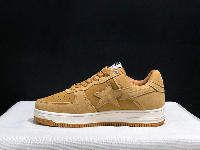 BAPE STA Suede-Look Low-Top Sneakers - Wheat Tan & White