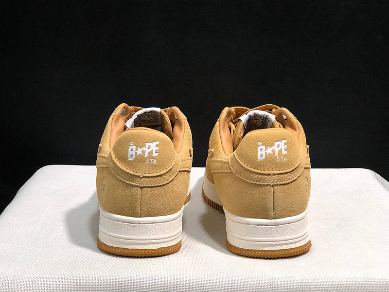 BAPE STA Suede-Look Low-Top Sneakers - Wheat Tan & White