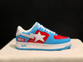 BAPE STA Glossy Low-Top Sneakers - Sky Blue, Red & White