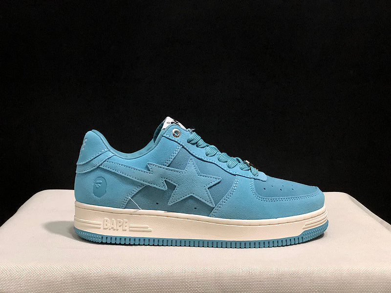 BAPE STA Suede-Look Low-Top Sneakers - Sky Blue & Cream