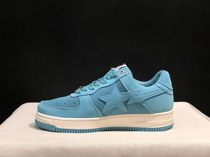 BAPE STA Suede-Look Low-Top Sneakers - Sky Blue & Cream