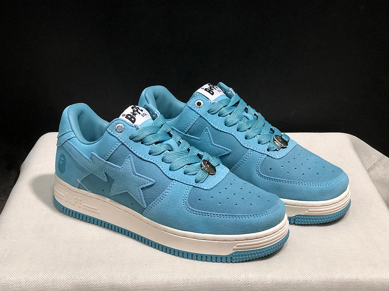 BAPE STA Suede-Look Low-Top Sneakers - Sky Blue & Cream