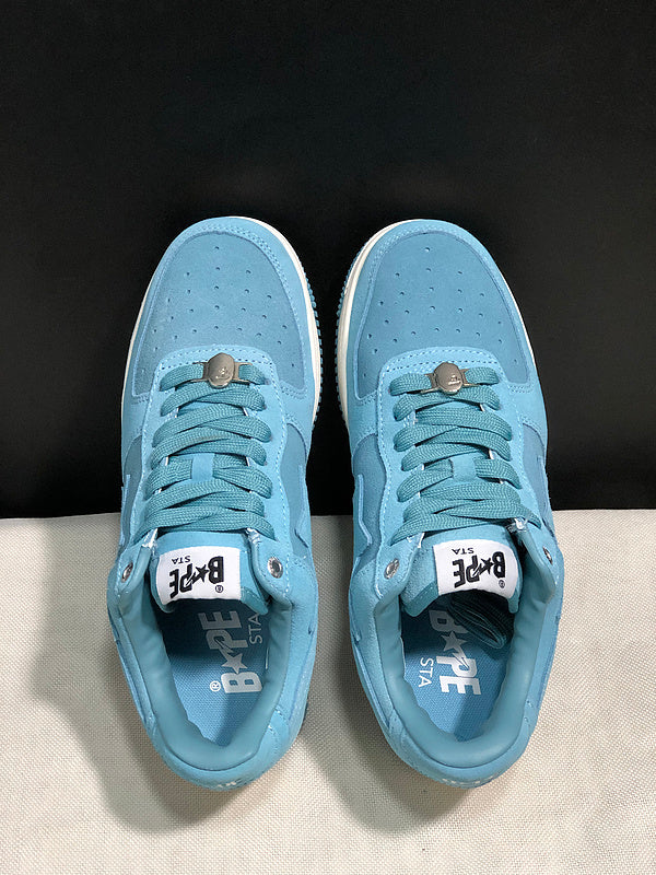 BAPE STA Suede-Look Low-Top Sneakers - Sky Blue & Cream