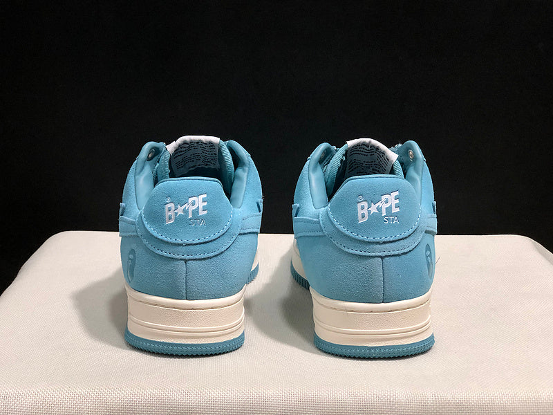 BAPE STA Suede-Look Low-Top Sneakers - Sky Blue & Cream