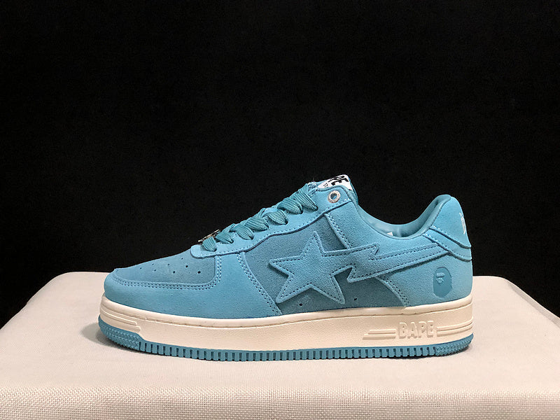 BAPE STA Suede-Look Low-Top Sneakers - Sky Blue & Cream