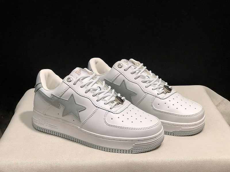 BAPE STA Low-Top Sneakers - White & Light Grey