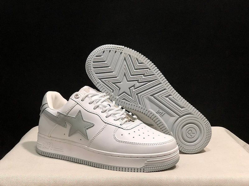 BAPE STA Low-Top Sneakers - White & Light Grey