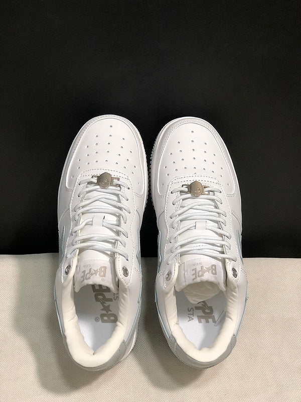 BAPE STA Low-Top Sneakers - White & Light Grey