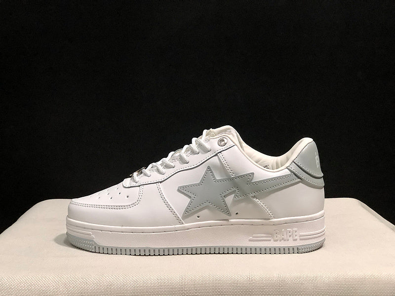 BAPE STA Low-Top Sneakers - White & Light Grey
