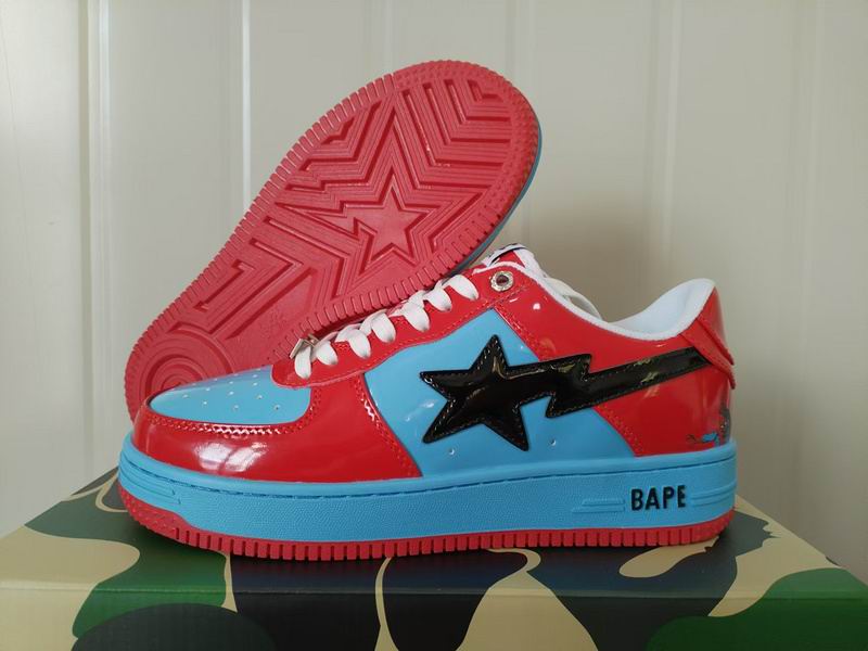 BAPE STA Low-Top Sneakers – Red, Sky Blue & Black