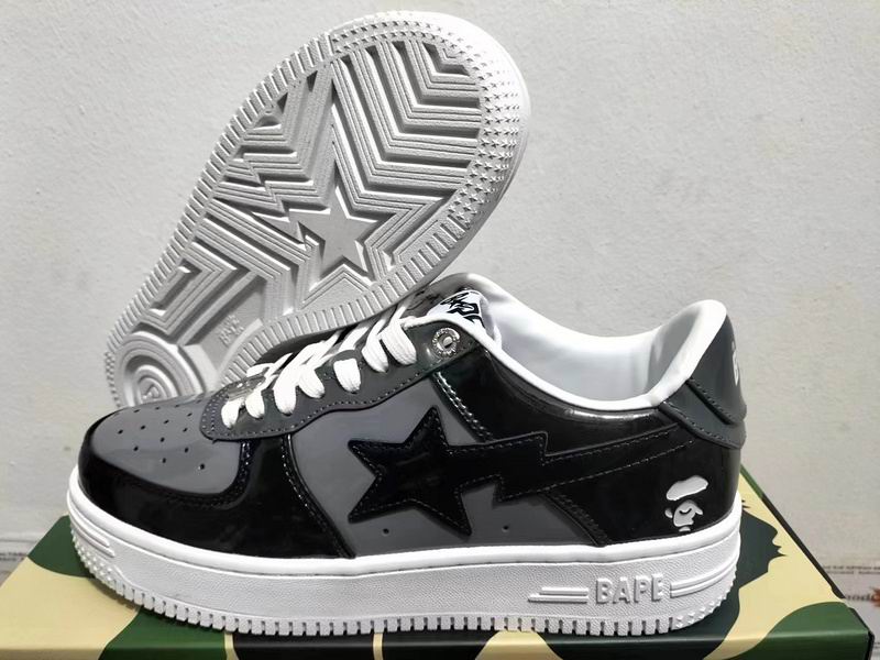 BAPE STA Low-Top Sneakers – Black, Grey & White