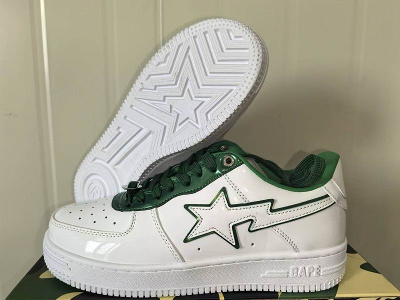 BAPE STA Low-Top Sneakers – White & Dark Green