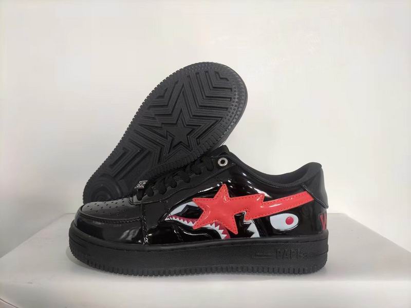 BAPE STA Low-Top Sneakers – Black & Red Shark Design