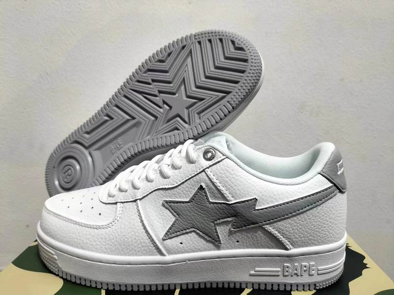 BAPE STA Low-Top Sneakers – White & Grey