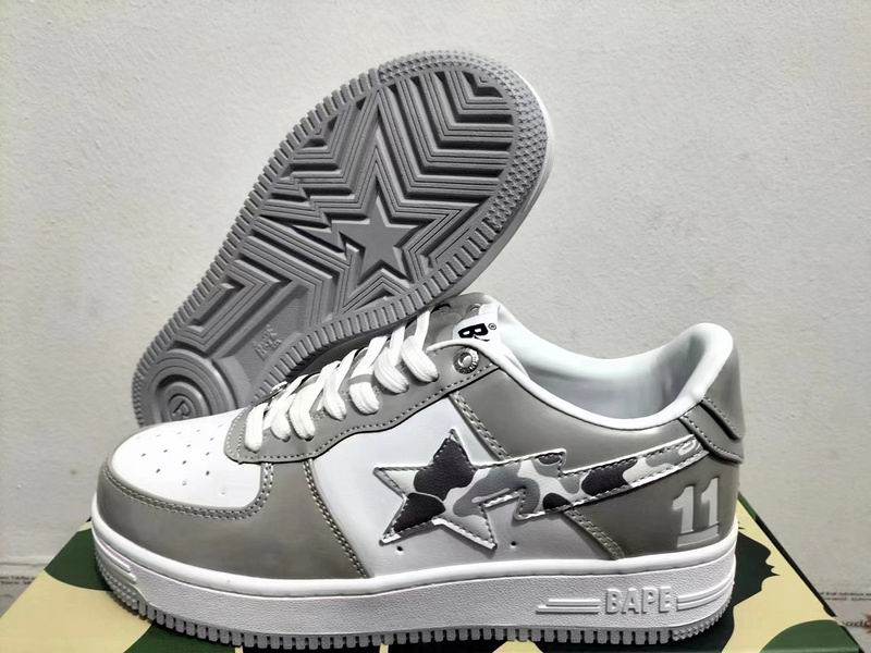 BAPE STA Low-Top Sneakers – White & Grey