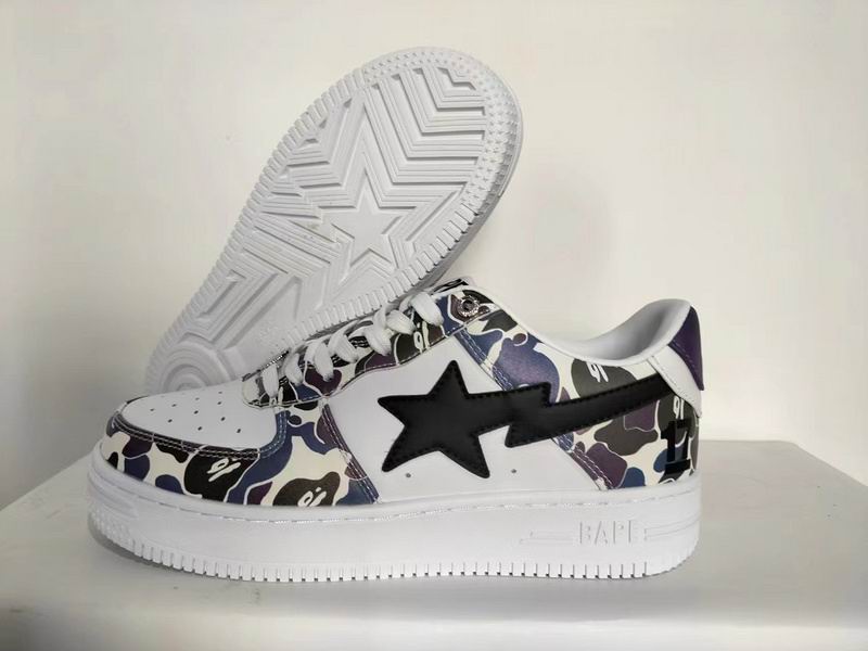 BAPE STA Low-Top Sneakers – White & Multicolor Camo