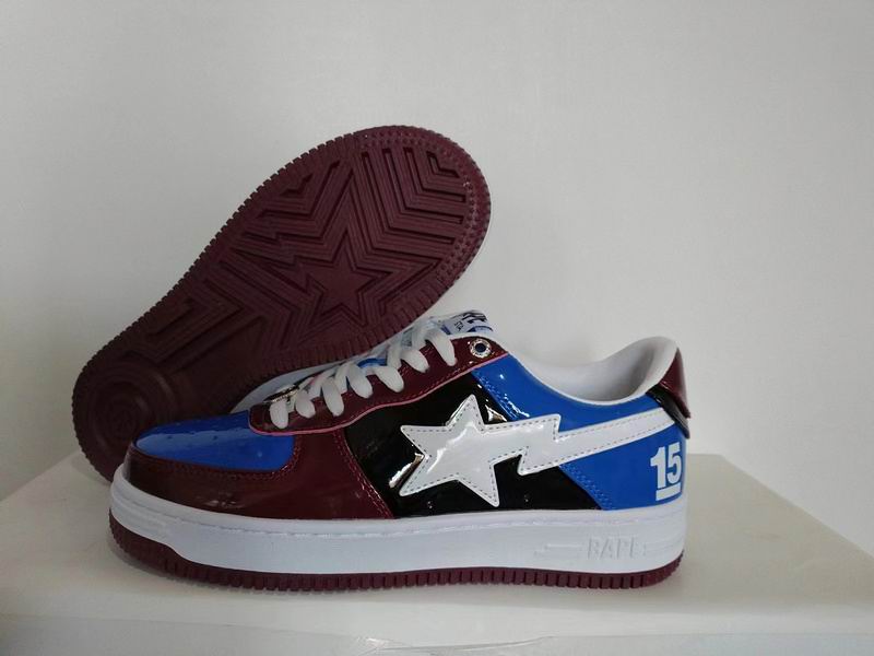 BAPE STA Low-Top Sneakers – Burgundy, Royal Blue & Black