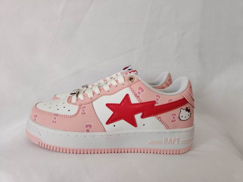 BAPE STA Low-Top Sneakers – Pink, White & Red Hello Kitty Design