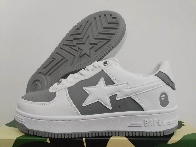 BAPE STA Low-Top Sneakers – White & Grey