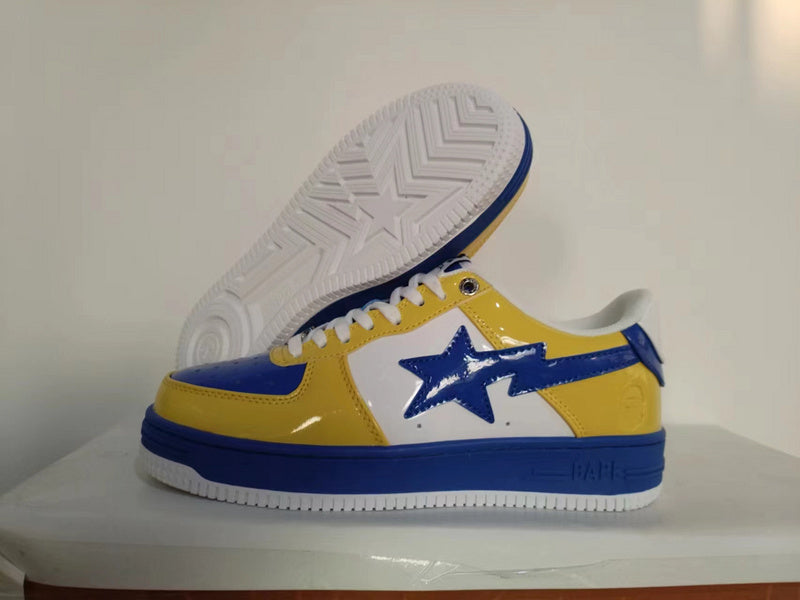 BAPE STA Low-Top Sneakers – Yellow, Blue & White