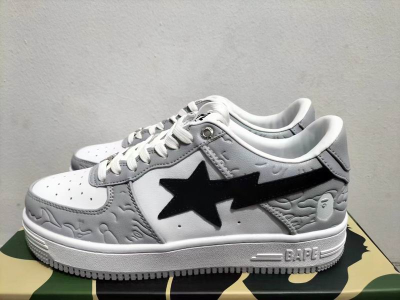 BAPE STA Low-Top Sneakers – Grey, White & Black