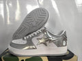 BAPE STA Low-Top Sneakers – Metallic Silver & White