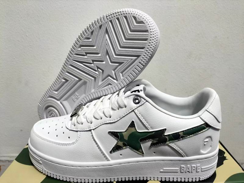 BAPE STA Low-Top Sneakers – White & Green Camo