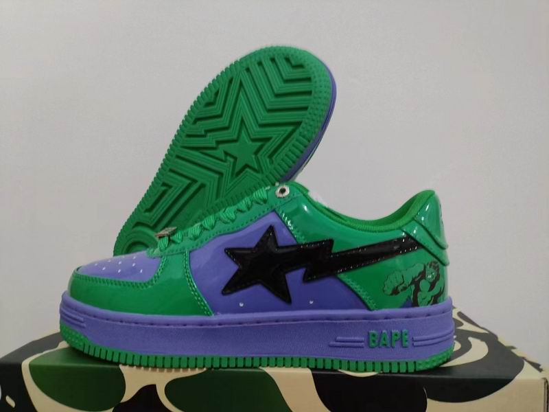 BAPE STA Low-Top Sneakers – Green, Royal Blue & Purple