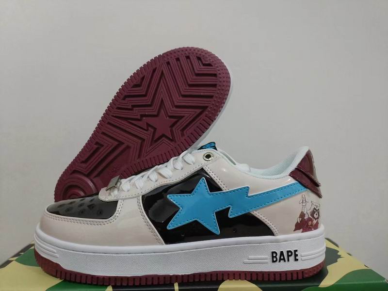 BAPE STA Low-Top Sneakers – Cream, Black & Sky Blue